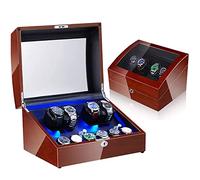 GSZCCZS Watch Winder 4+6 Automatic Watch Winders Storage Case Watch Box Wooden Silent Motor Five Modes Adjustable Watch Pillows LED Backlight Open Lid and Stop Automatically,Leather 005 Watch
