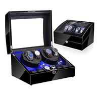 GSZCCZS Watch Winder 4+6 Automatic Watch Winders Storage Case Watch Box Wooden Silent Motor Five Modes Adjustable Watch Pillows LED Backlight Open Lid and Stop Automatically,Leather 005 Watch