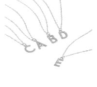 GSZCCZS Women 925 Sterling Silver Letter Alphabet Initial Pendant Monogram Necklace Long Chain 5 Luxury Fine Jewelry GIF