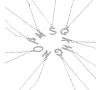 GSZCCZS Women 925 Sterling Silver Letter Alphabet Initial Pendant Monogram Necklace Long Chain 5 Luxury Fine Jewelry Gif