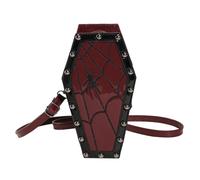 GSZCCZS Women Stylish Crossbody Bag Large Capacity Coffin Shaped Casual Satchel Bag Adjustable Strap Spider Web Creative Commuting Bag PU Leather Trendy Sling Bag