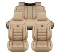GSZYYX Car Seat Covers for BMW X Series X1 E84 X1 F48 X2 M35i F39 X2 F39 X3 E83 2000-2023, Complete Set Universal Leather Car Seat Covers, Side Airbag Compatible, 5 Seats (Beige)
