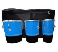 GT manufacturers Professional Three Piece Hand Made Wooden Bongo Drum Set With Bag (Blue/Yellow)