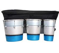 GT manufacturers Professional Three Piece Hand Made Wooden Bongo Drum Set With Bag (Silver/Blue)