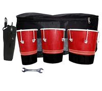 GT manufacturers Professional Three Piece Hand Made Wooden Bongo Drum Set With Tool Kit (Brown)