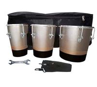 GT manufacturers Professional Three Piece Hand Made Wooden Bongo Drum Set With Tool Kit (Silver/Black)