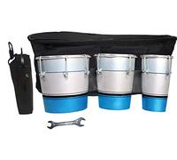 GT manufacturers Professional Three Piece Hand Made Wooden Bongo Drum Set With Tool Kit (Silver/Blue)