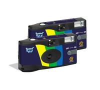 GT PHOTO Realishot Flash - Pack of 2 35mm disposable cameras with flash, 27 exposures, ideal for events, travel, and memories, compact, lightweight, and easy to use - grey