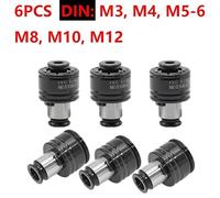 GT12 19mm ISO/DIN/JIS M3-M12 Set Tapping Collets Chucks Pneumatic Tapping Machine Chucks with Overload Protection(DIN 6PCS)
