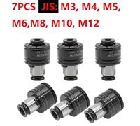 GT12 19mm ISO/DIN/JIS M3-M12 Set Tapping Collets Chucks Pneumatic Tapping Machine Chucks with Overload Protection(JIS 7PCS)
