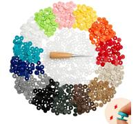 GTAAOY 120 Sets T5 Plastic Snap Buttons - No Sew No Tools Required, Hand Press Fasteners for DIY Crafts, Clothing Repair & Home Decor(14 Colors)