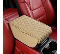 GTALIJHN Car Armrest Pad For Audi A3 8V A4 B8 B9 A5 A6 C7 C8 Q3 8U Q5 Q7 S3 S4 S5, Center Console Arm Rest Cover Heightening Mat Waterproof Comfortable Protector With Storage Bag,E/Beige-32 * 16cm