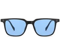 Gtand Plain Sunglasses Retro Square Tinted Sunglasses for Men Women Rectangle 52mm, Matte Black Frame C05/Lenses Blue Tinted, 52mm