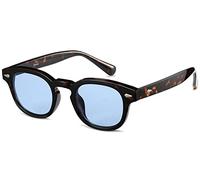 Gtand Unisex Vintage Retro Round Round Sunglasses for Men Women Fashion Circular 46mm, Tortoise Frame C15/Blue Coloured Lenses, 46mm