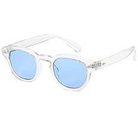 Gtand Unisex Vintage Retro Round Style Tinted Sunglasses For Men Women Fashion Circle Sun Glasses 46mm, C25 Crystal Frame/Blue Tinted Lens, 46 mm