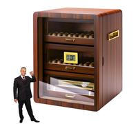 GTANND Cigar Cabinet, Cigar Humidors, Desktop Cigar Humidor Cabinet With Digital Hygrometer, Humidifier, Cedar Wood Cigar Humidor Box Can Hold 110 Cigars, Present For Men C