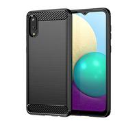 GTBDEKI Case for Galaxy A02 Case, Samsung M02 SM-A022F Case, Carbon Fiber Shockproof Slim Silicone Rugged Soft TPU Back Phone Cover for Samsung Galaxy A02 Black