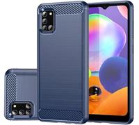 GTBDEKI Case for Galaxy A21S Case, Samsung A21S SM-A217F Case, Carbon Fiber Shockproof Slim Silicone Rugged Soft TPU Back Phone Cover for Samsung Galaxy A21S Blue
