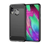 GTBDEKI Case for Galaxy A40 Case, Samsung A40 SM-A405F Case, Carbon Fiber Shockproof Slim Silicone Rugged Soft TPU Back Phone Cover for Samsung Galaxy A40 Black