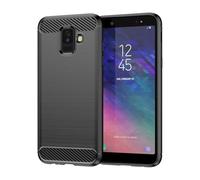GTBDEKI Case for Galaxy A6 2018 Case, Samsung A6 2018 SM-A600U Case, Carbon Fiber Shockproof Slim Silicone Rugged Soft TPU Back Phone Cover for Samsung Galaxy A6 2018 Black
