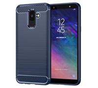 GTBDEKI Case for Galaxy A6 Plus 2018 Case, Samsung A6+/Galaxy J8 2018 Case, Carbon Fiber Shockproof Slim Silicone Rugged Soft TPU Back Phone Cover for Samsung Galaxy A6 Plus 2018 Blue