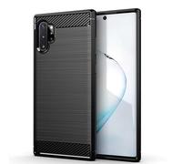GTBDEKI Case for Galaxy Note 10 Plus 5G Case, Samsung Note 10+ SM-N975U Case, Carbon Fiber Shockproof Slim Silicone Rugged Soft TPU Back Phone Cover for Samsung Galaxy Note 10+ Black