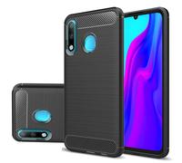 GTBDEKI Case for Huawei P30 Lite Case, MAR-LX1M Case, Carbon Fiber Shockproof Slim Silicone Rugged Soft TPU Back Phone Cover for Huawei P30 Lite Black