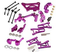 GTBRacing CNC Aluminum 1/10 RC Car HPI RS4 3 Evo Nitro Suspension Arms,C Hubs,Steering,Driveshaft Set Upgrade Part (Purple)