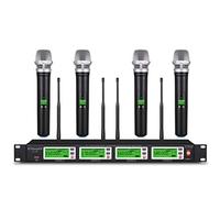 GTD Audio 4x800 Channel Selectable Frequency UHF Diversity Wireless Hand-held/Lavalier Headset Microphone Mic System (2 Handheld & 2 Lavaliere)