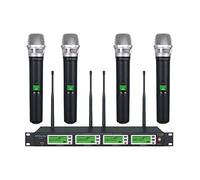 GTD Audio 4x800 Selectable Frequency Channel UHF Diversity Wireless Hand-held/Lavaliere Headset Microphone Mic System (4 Hand held Mics)