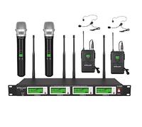 GTD Audio 4x800 Selectable Frequency Channels UHF Diversity Wireless Hand-held/Lavalier / Lapel/Headset Microphone Mic System 787 (2 Handheld & 2 Lavalier)