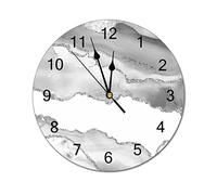 GTDEALS Modern Round Wall Clock, 10 Inches, Grey White Marble Agate, Silent Non Ticking, Perfect for Kitchen, Office, Retro Hanging Clock