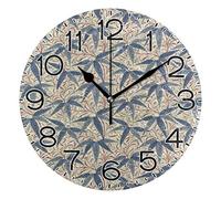 GTDEALS William Morris Prints Wall Clock Battery Operated Non Ticking Silent Quartz Analog Rustic Farmhouse Round Clock Retro Decor for Home Bathroom