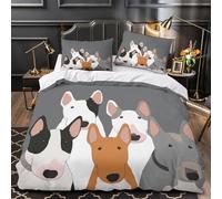 GTDKSUEVG 3D Design Printed 3 Pcs Bedding Set Bed Decor Zipper Closure Extra Soft Bull Terrier Group Comforter Cover Durable Anti-allergic for Kids,Teens,Adults coon Dog Quilt Cover King（220x240cm）