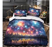 GTDKSUEVG 3D Design Printed 3 Pcs Bedding Set Bedroom Decor Super Fireworks Celebration Quilt Cover Machine Washable Easy Care for Kids,Teens,Adults digital Duvet Cover King（220x240cm）