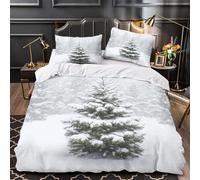 GTDKSUEVG 3D Design Printed 3 Pcs Bedding Set Bedroom Decor Super Snowy Tree Comforter Cover Easy Care Machine Washable for Boys,Kids,Women Winter Forest Quilt Cover Double（200x200cm）