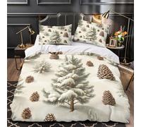 GTDKSUEVG 3D Design Printed 3 Pcs Bedding Set Bedroom Decor Ultra Winter Comforter Cover Durable Hotel Quality for Teens,Kids,Women Snowy Pine Trees Quilt Cover Double（200x200cm）