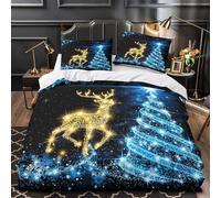 GTDKSUEVG 3D Design Printed 3 Pcs Bedding Set Bedroom Decor Zipper Closure Super Soft Christmas Deer Quilt Cover Machine Washable Easy Care for Kids,Teens,Adults Duvet Cover Single（135x200cm）