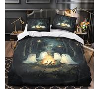 GTDKSUEVG 3D Design Printed 3 Pcs Bedding Set Home Decor Hidden Zipper Ultra Ghosts Around Fire Duvet Cover Hypoallergenic Hotel Quality for Boys,Teenagers,Women Comforter Cover Single（140x200cm）