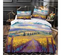 GTDKSUEVG 3D Design Printed 3 Pcs Bedding Set Room Decor Design Vineland Quilt Cover Washable Wrinkle-Resistant for Kids,Women,Teenagers Impressionist Countryside Duvet Cover Super king（260x220cm）