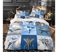GTDKSUEVG 3D Design Printed 3 Pcs Bedding Set Room Decor Ultra Military Jets Comforter Cover Hypoallergenic All Season for Youth,Kids,Teens aviation Aircraft Quilt Cover Single（140x200cm）