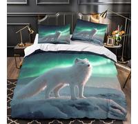 GTDKSUEVG 3D Design Printed 3-Piece Bedding Set Bed Decor Hidden Zipper Extra Arctic Fox Standing Comforter Cover Hypoallergenic Machine Washable for Girls,Teens,Adults Quilt Cover Double（200x200cm）