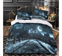 GTDKSUEVG 3D Design Printed 3-Piece Bedding Set Bed Decor Zipper Closure Design Gothic Castle Comforter Cover Washable All Season for Teens,Adults,Kids Dark Fantasy Quilt Cover Double（200x200cm）