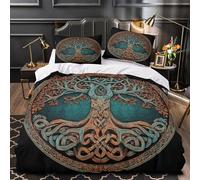 GTDKSUEVG 3D Design Printed 3-Piece Bedding Set Home Decor Ultra Celtic Tree Comforter Cover Breathable Anti-allergic for Teens,Adults,Kids istic Knotwork Quilt Cover Double（200x200cm）