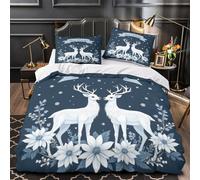 GTDKSUEVG 3D Design Printed 3-Piece Bedding Set Home Decor Ultra Christmas Deer Comforter Cover Breathable Anti-allergic for Teens,Adults,Kids vector Quilt Cover Super king（260x220cm）