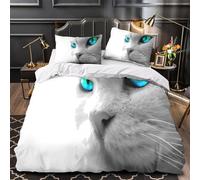 GTDKSUEVG 3D Design Printed 3-Piece Bedding Set Room Decor Zipper Closure Design Cat Eyes Vivid Quilt Cover Breathable All Season for Adults,Kids,Youth digital Duvet Cover Single（140x200cm）