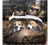 GTDKSUEVG 3D Design Printed 3 Pieces Bedding Set Bed Decor Hidden Zipper Super Beagle Dogs Comforter Cover Breathable All Season for Girls,Kids,Teens Cute Pet s Quilt Cover Single（135x200cm）