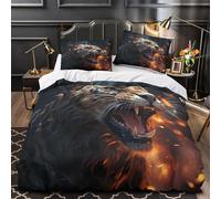 GTDKSUEVG 3D Design Printed 3 Pieces Bedding Set Bed Decor Super Fierce Leopard Roar Comforter Cover Washable Anti-allergic for Teens,Boys,Women Wild Animal Quilt Cover King（220x240cm）