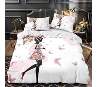 GTDKSUEVG 3D Design Printed 3 Pieces Bedding Set Bed Decor Super Flower Umbrella Comforter Cover Washable Anti-allergic for Teens,Boys,Women silhouette Quilt Cover Single（140x200cm）