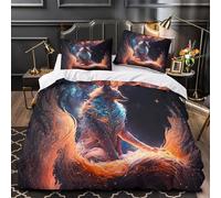 GTDKSUEVG 3D Design Printed 3 Pieces Bedding Set Bedroom Decor Design Cosmic Fox Comforter Cover Easy Care Machine Washable for Teens,Youth,Boys Fantasy Quilt Cover Super king（260x220cm）